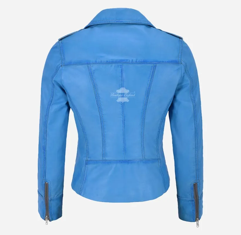 RIDER Women Biker Leather Jacket Fitted Fashion Leather Jacket