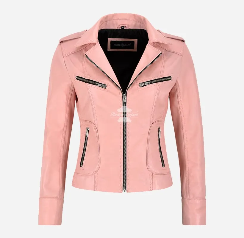 RIDER Women Biker Leather Jacket Fitted Fashion Leather Jacket