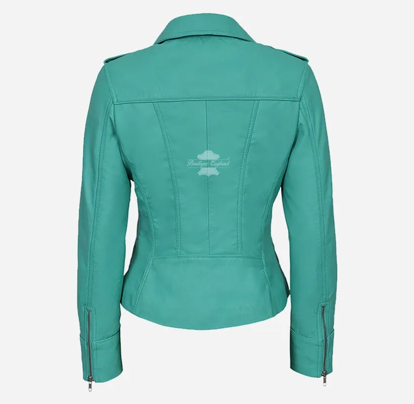 RIDER Women Biker Leather Jacket Fitted Fashion Leather Jacket