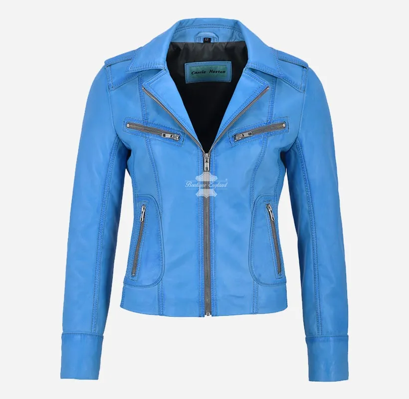RIDER Women Biker Leather Jacket Fitted Fashion Leather Jacket