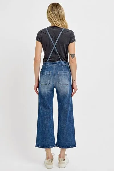 RISEN Full Size Knotted Strap Denim Overalls with Pockets Plus Size