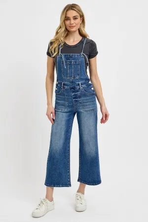 Risen Knotted Strap Cropped Straight Denim Overalls