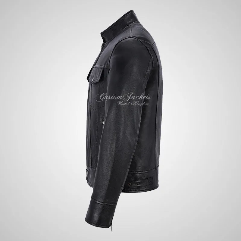 ROADSTER Men's Biker Leather Jacket - Soft Lambskin Napa Leather
