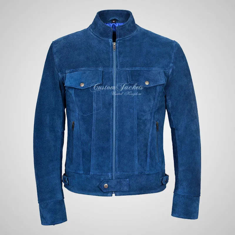 ROADSTRE Men's Suede Biker Jacket - Soft Calf Suede Leather