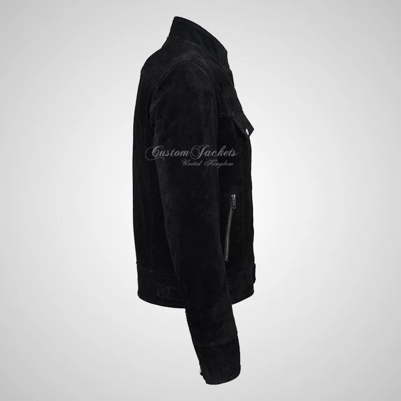 ROADSTRE Men's Suede Biker Jacket - Soft Calf Suede Leather