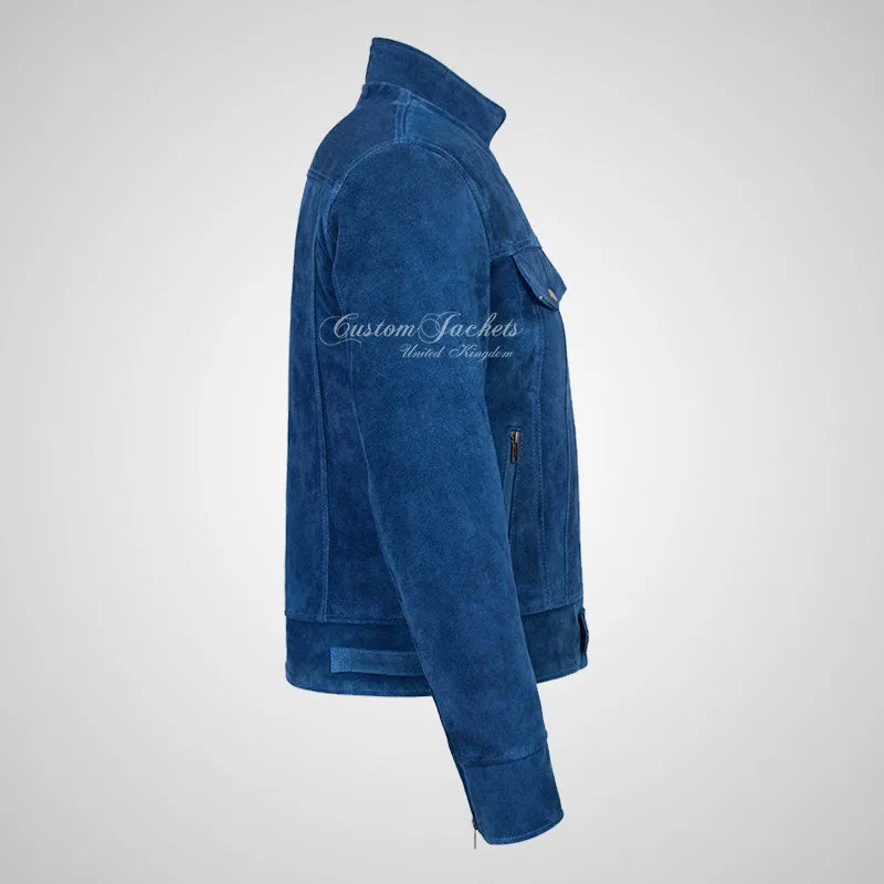 ROADSTRE Men's Suede Biker Jacket - Soft Calf Suede Leather