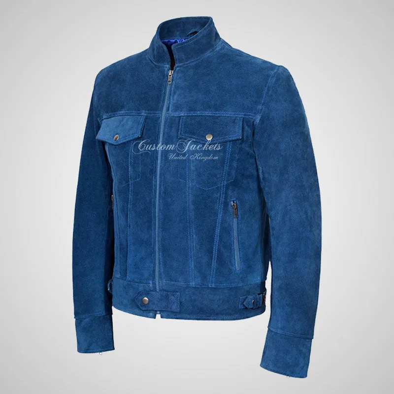 ROADSTRE Men's Suede Biker Jacket - Soft Calf Suede Leather