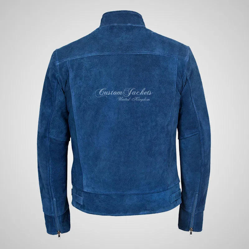 ROADSTRE Men's Suede Biker Jacket - Soft Calf Suede Leather