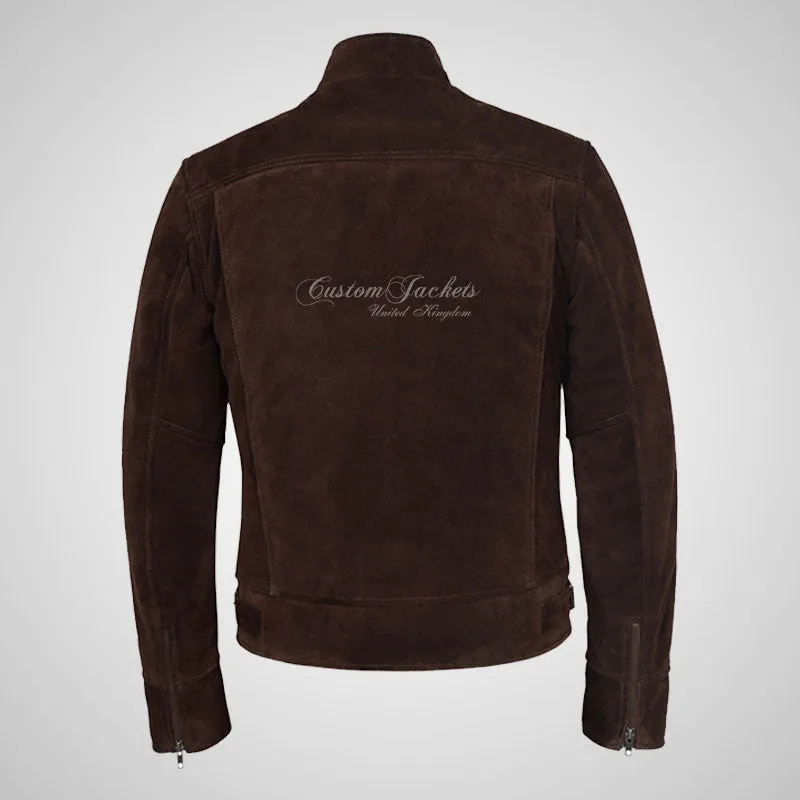 ROADSTRE Men's Suede Biker Jacket - Soft Calf Suede Leather