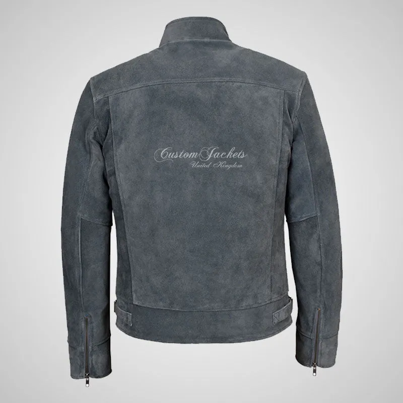 ROADSTRE Men's Suede Biker Jacket - Soft Calf Suede Leather