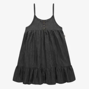 Robe chasuble longue charcoal en coton, enfant || Long jumper dress charcoal in cotton, child