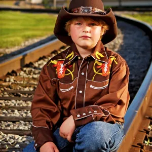 Rockmount Steer Brown & Tan Kids Western Shirt (8708)