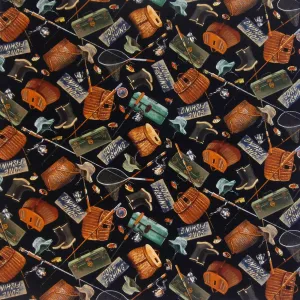 Rockmount Unisex Gone Fishing Black Multi 100% Cotton Bandana