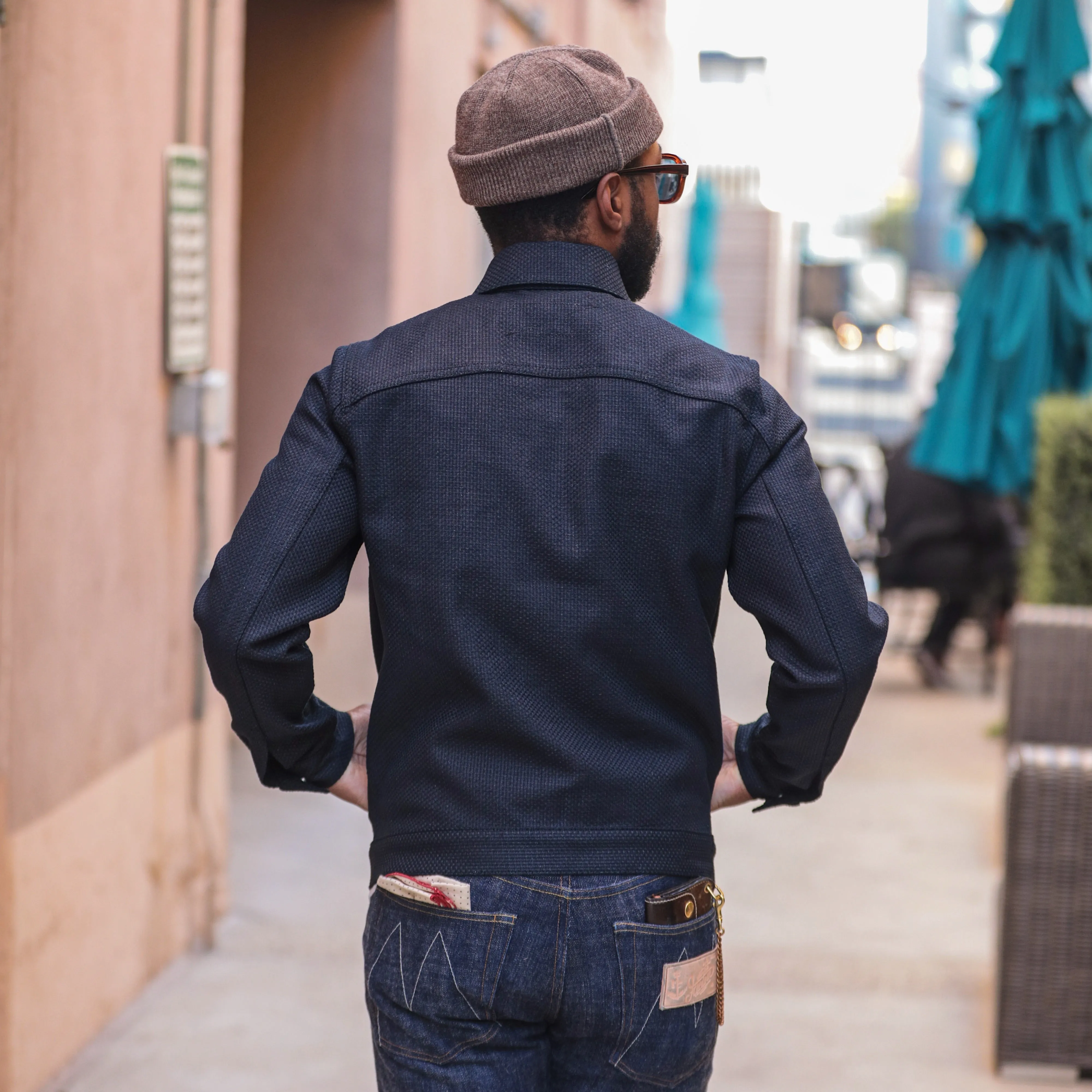 Rogue Territory x Snake Oil Provisions Cruiser Jacket Indigo Sashiko