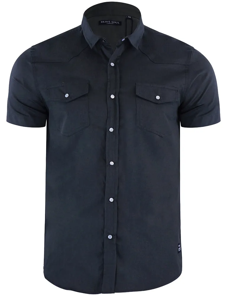 Romer Short Sleeve Shirt with Military Pockets in Navy