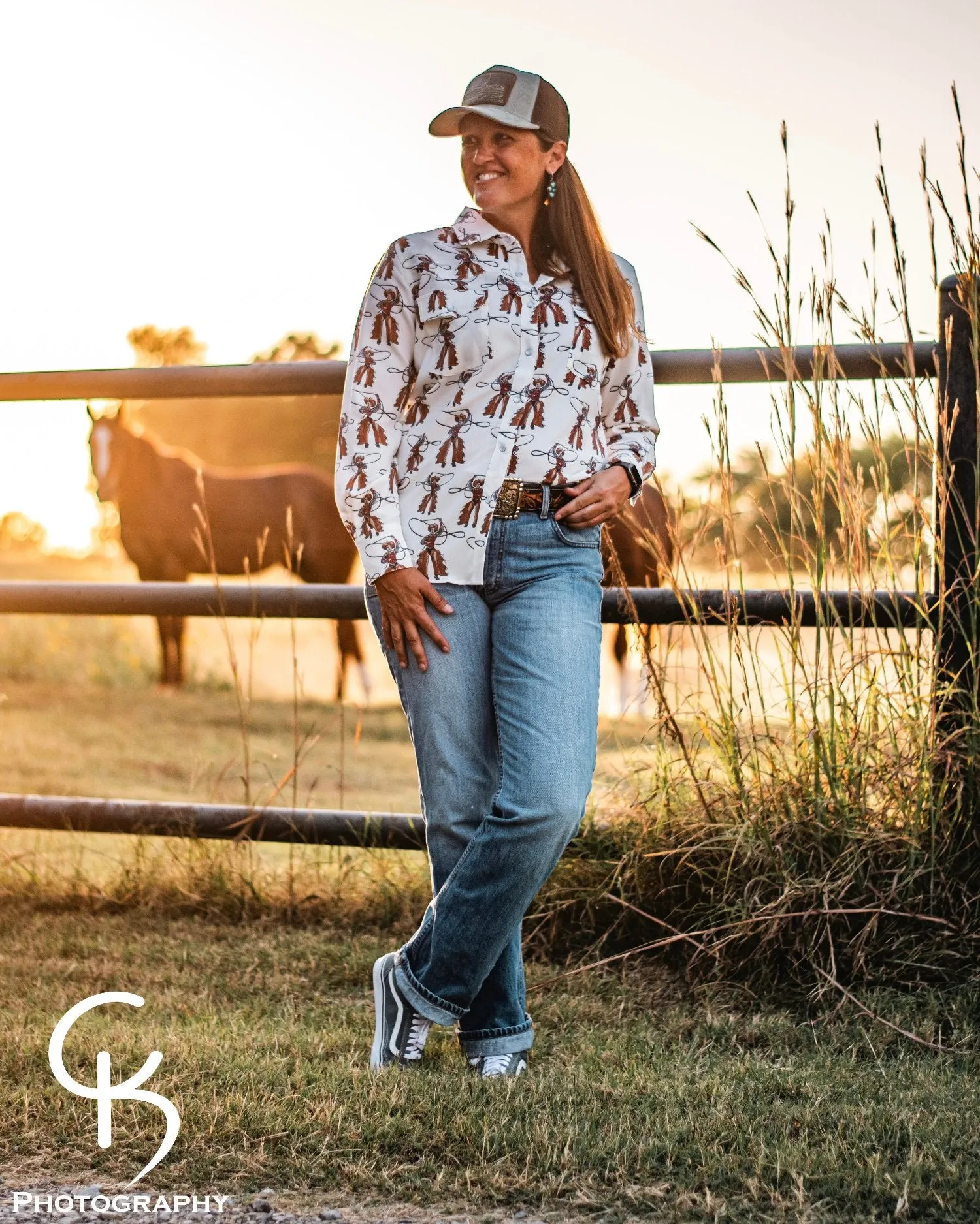 Roping Cowboy Long Sleeved Pearl Snap Shirt