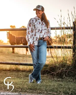 Roping Cowboy Long Sleeved Pearl Snap Shirt