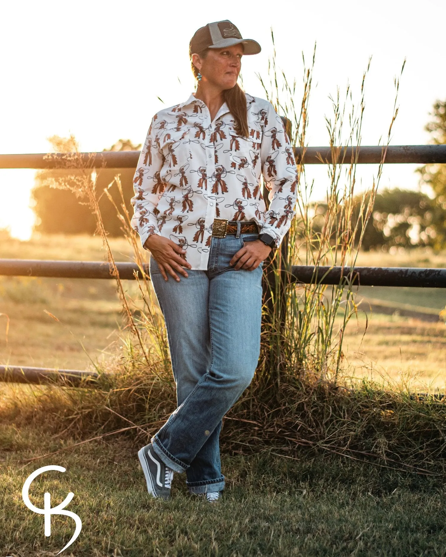 Roping Cowboy Long Sleeved Pearl Snap Shirt