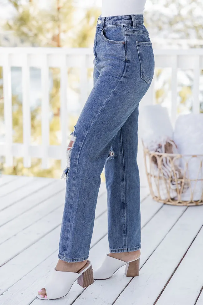 Rosalind High Rise Distressed Medium Wash Straight Leg Jeans FINAL SALE