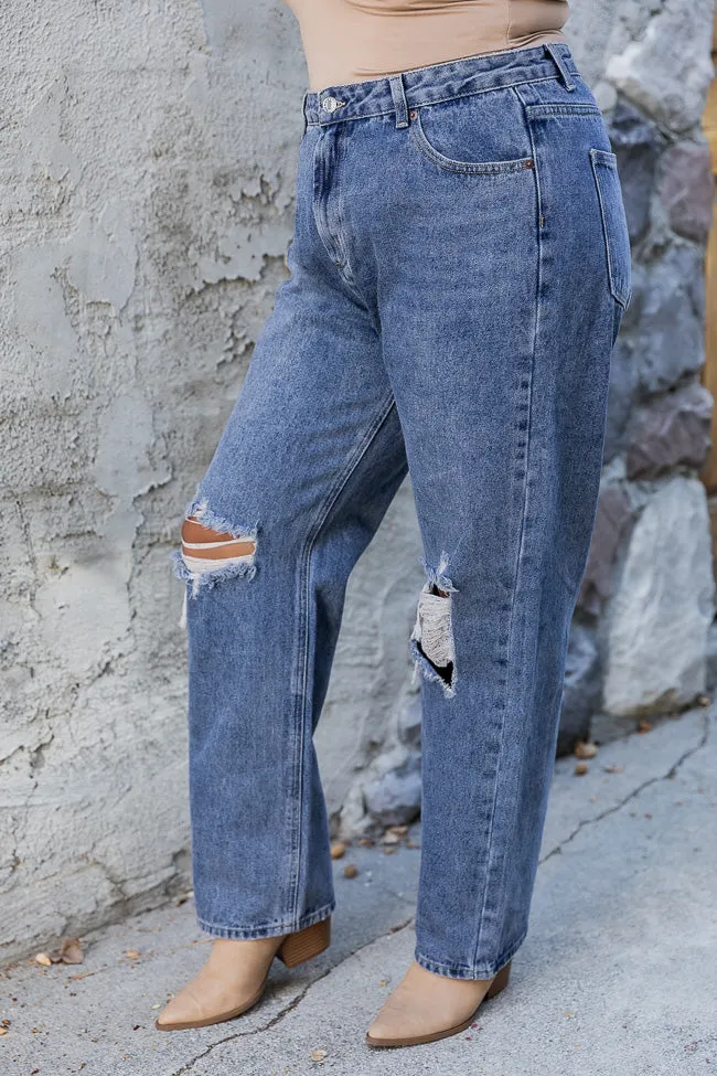 Rosalind High Rise Distressed Medium Wash Straight Leg Jeans FINAL SALE
