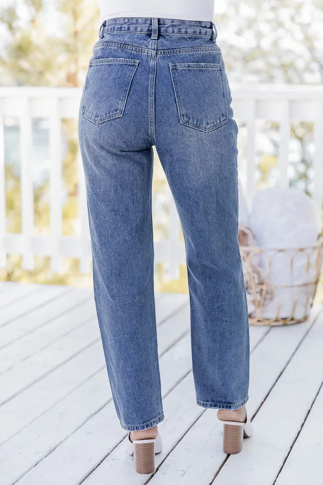 Rosalind High Rise Distressed Medium Wash Straight Leg Jeans FINAL SALE