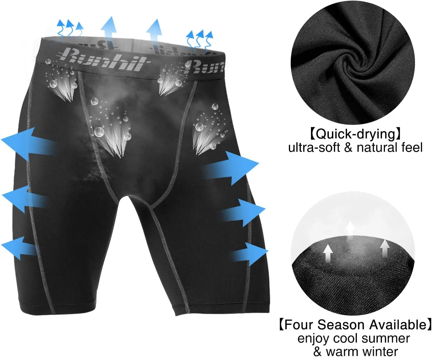 Runhit Compression Shorts Men Underwear Spandex Running Shorts Workout Athletic