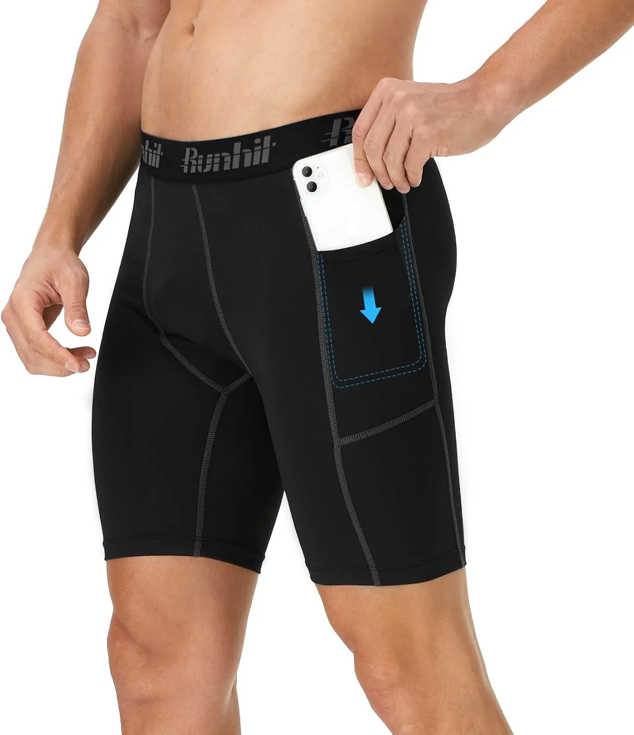 Runhit Compression Shorts Men Underwear Spandex Running Shorts Workout Athletic