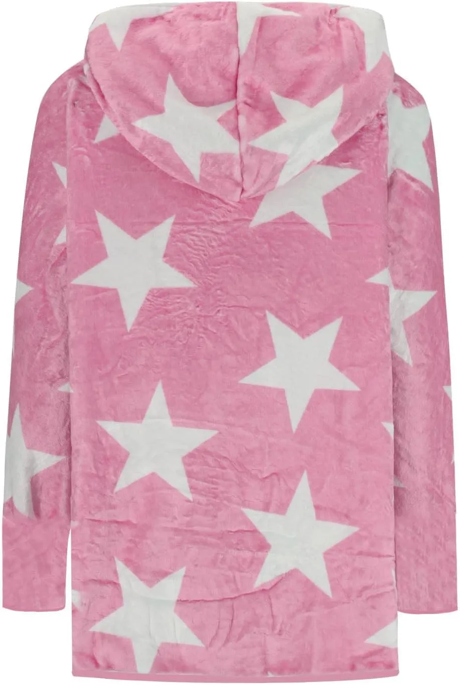 Ruziyoog Women's Fashion Winter Coat Star Print Faux Fur Hoodies Winter Open Front Fleece Jackets Outerwear with Pockets