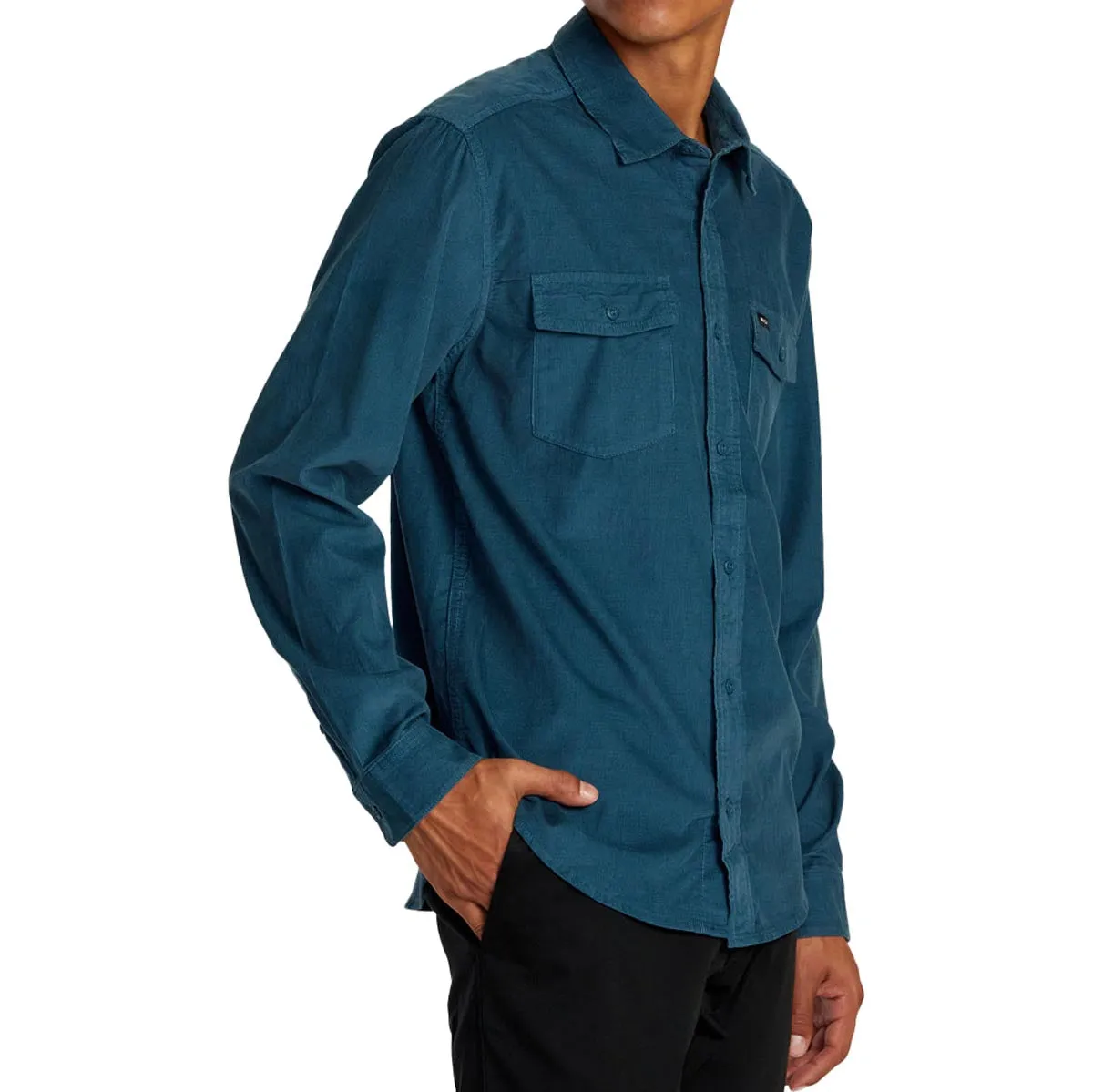 RVCA Freeman Cord Long Sleeve Shirt - Duck Blue