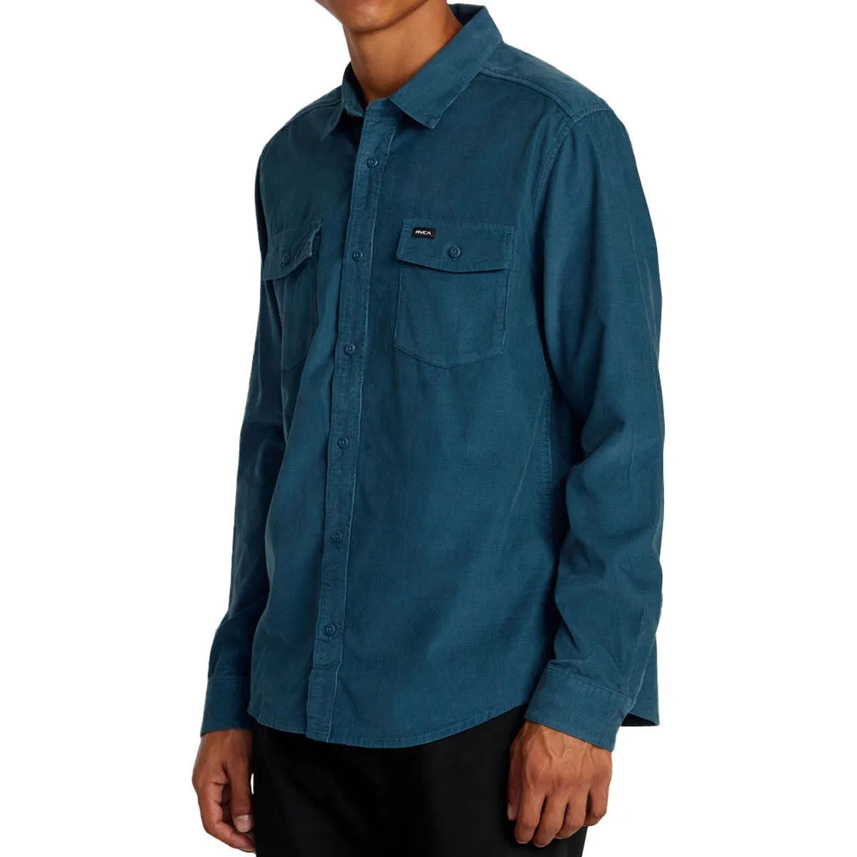 RVCA Freeman Cord Long Sleeve Shirt - Duck Blue