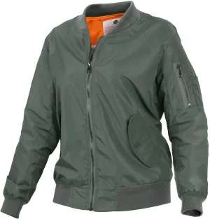 Sage Green - Lightweight MA-1 Flight Jacket Bomber Coat - Slim Fit - Women's