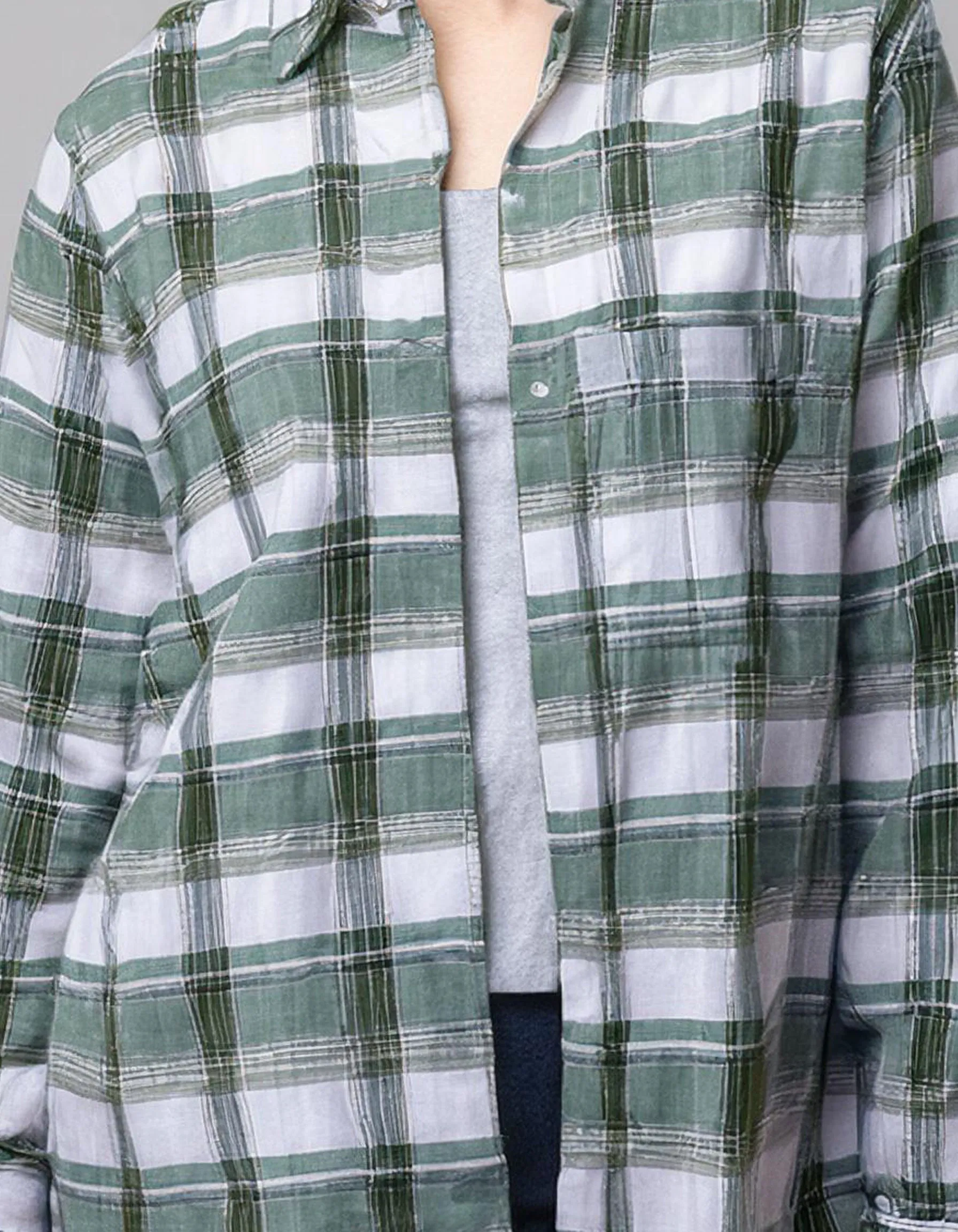 Sage Green Plaid Flannel Shirt