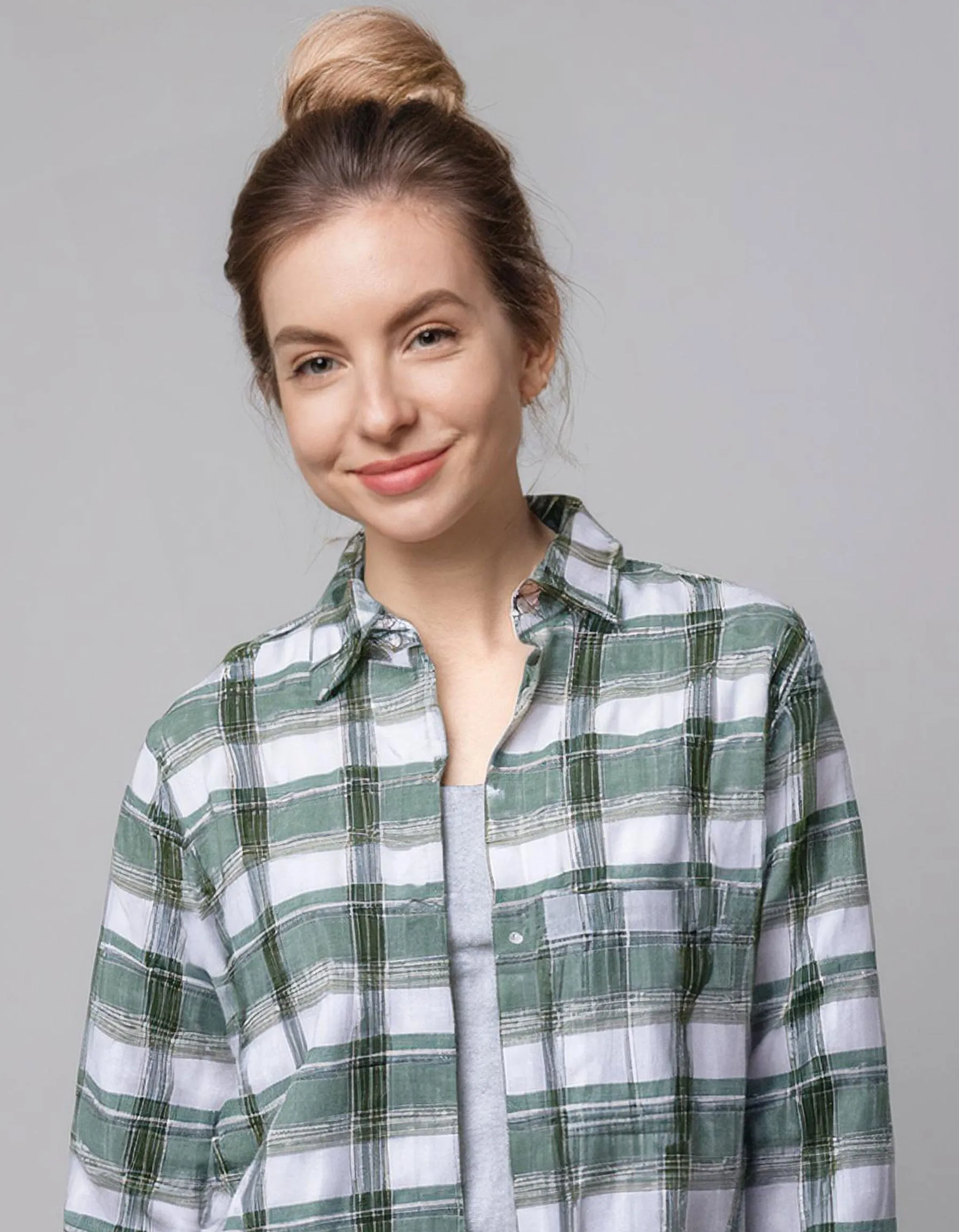 Sage Green Plaid Flannel Shirt