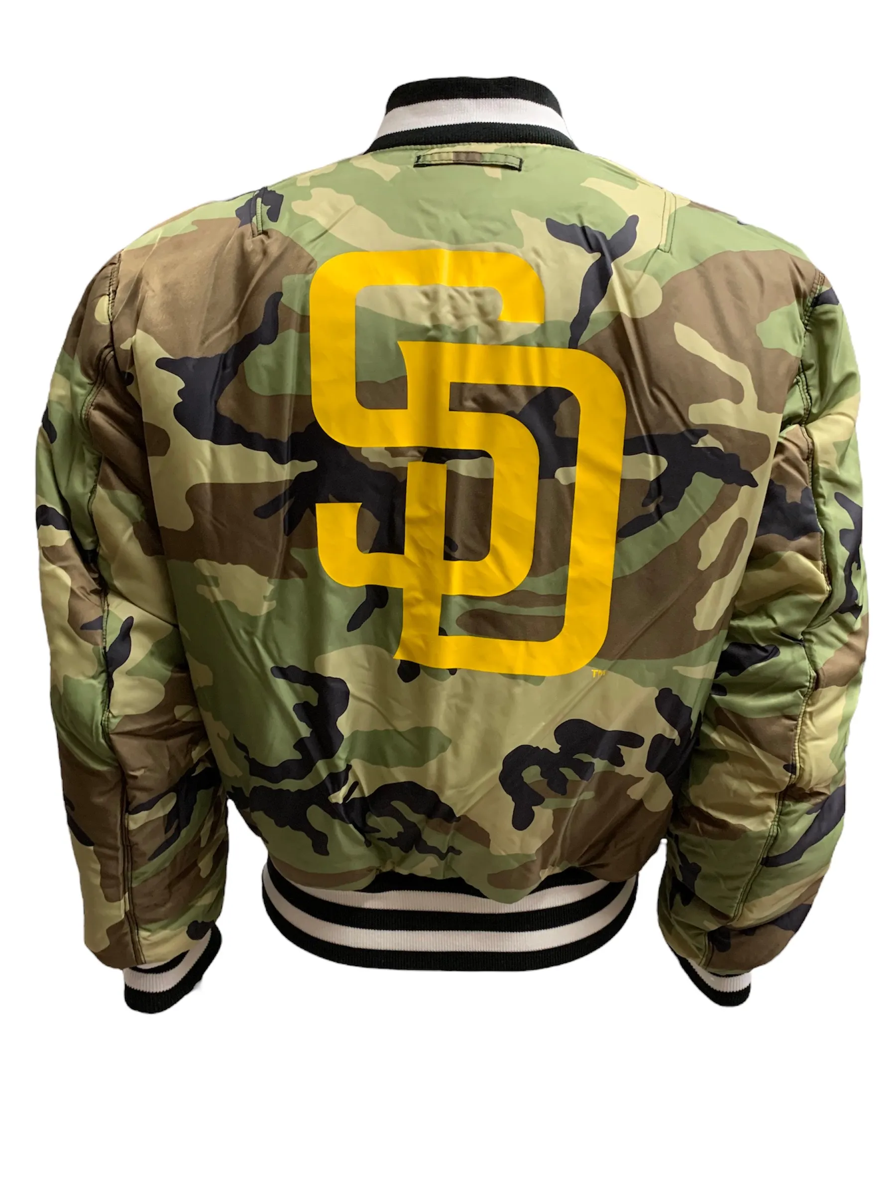 SAN DIEGO PADRES MEN'S ALPHA INDUSTRIES REVERSIBLE BOMBER JACKET
