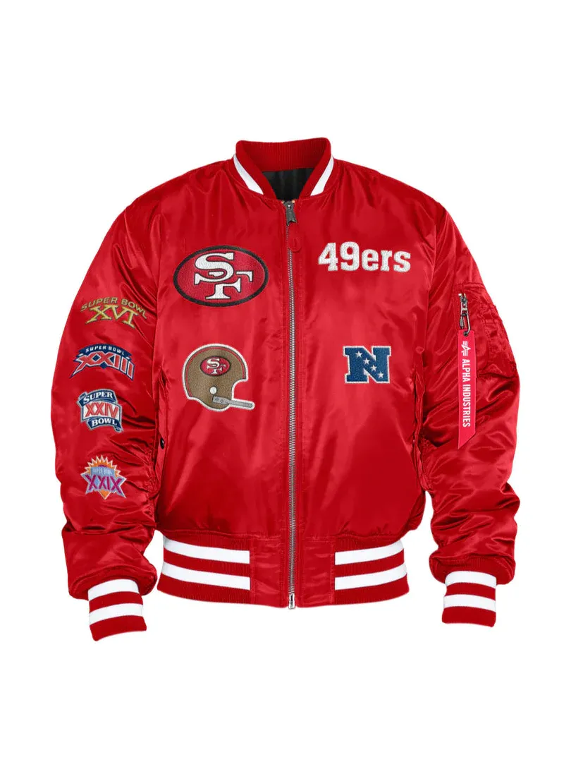 SAN FRANCISCO 49ERS NEW ERA ALPHA INDUSTRIES BOMBER REVERSIBLE JACKET - RETRO