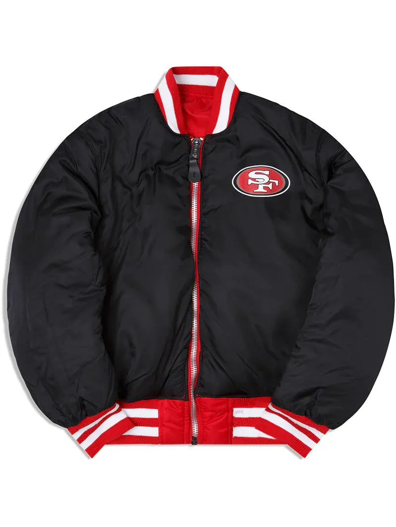 SAN FRANCISCO 49ERS NEW ERA ALPHA INDUSTRIES BOMBER REVERSIBLE JACKET - RETRO