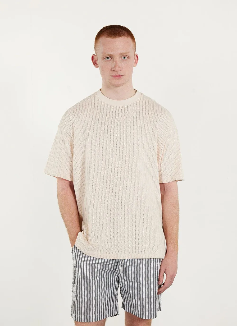 Sand Stripe Oversized T Shirt | Organic Cotton | Ecru