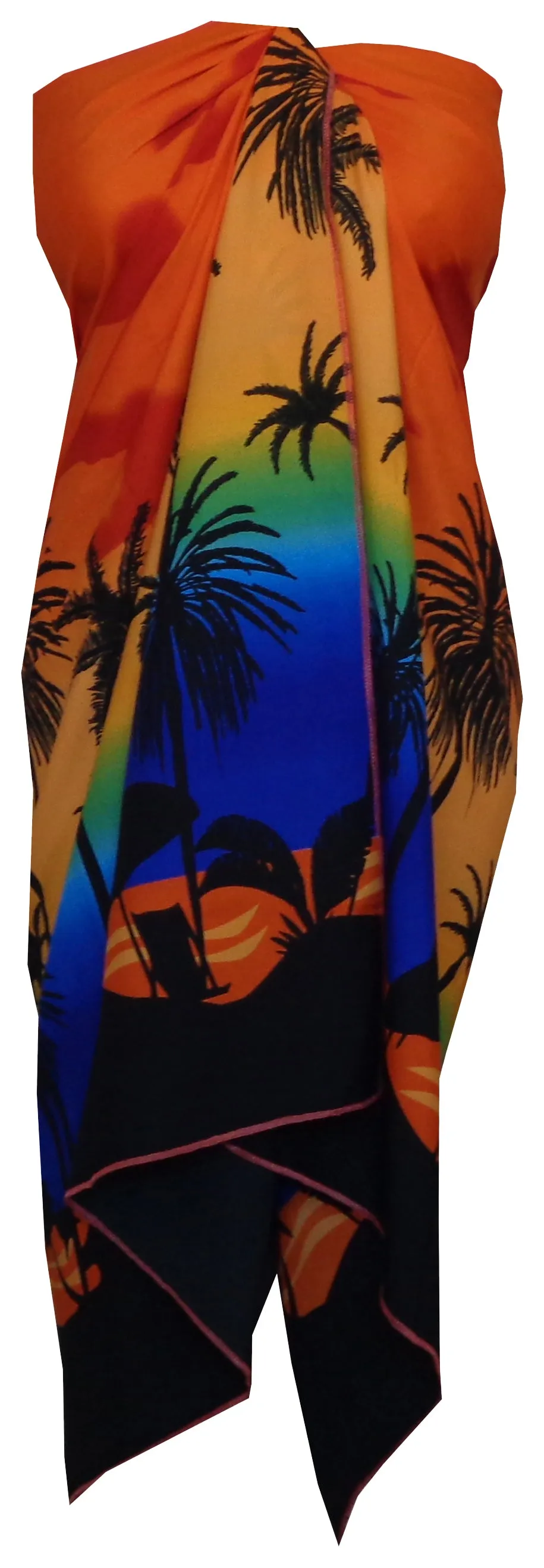 Sarong Women Scenic Coconut Printed Beach Swimsuit Wrap One Size Pareo