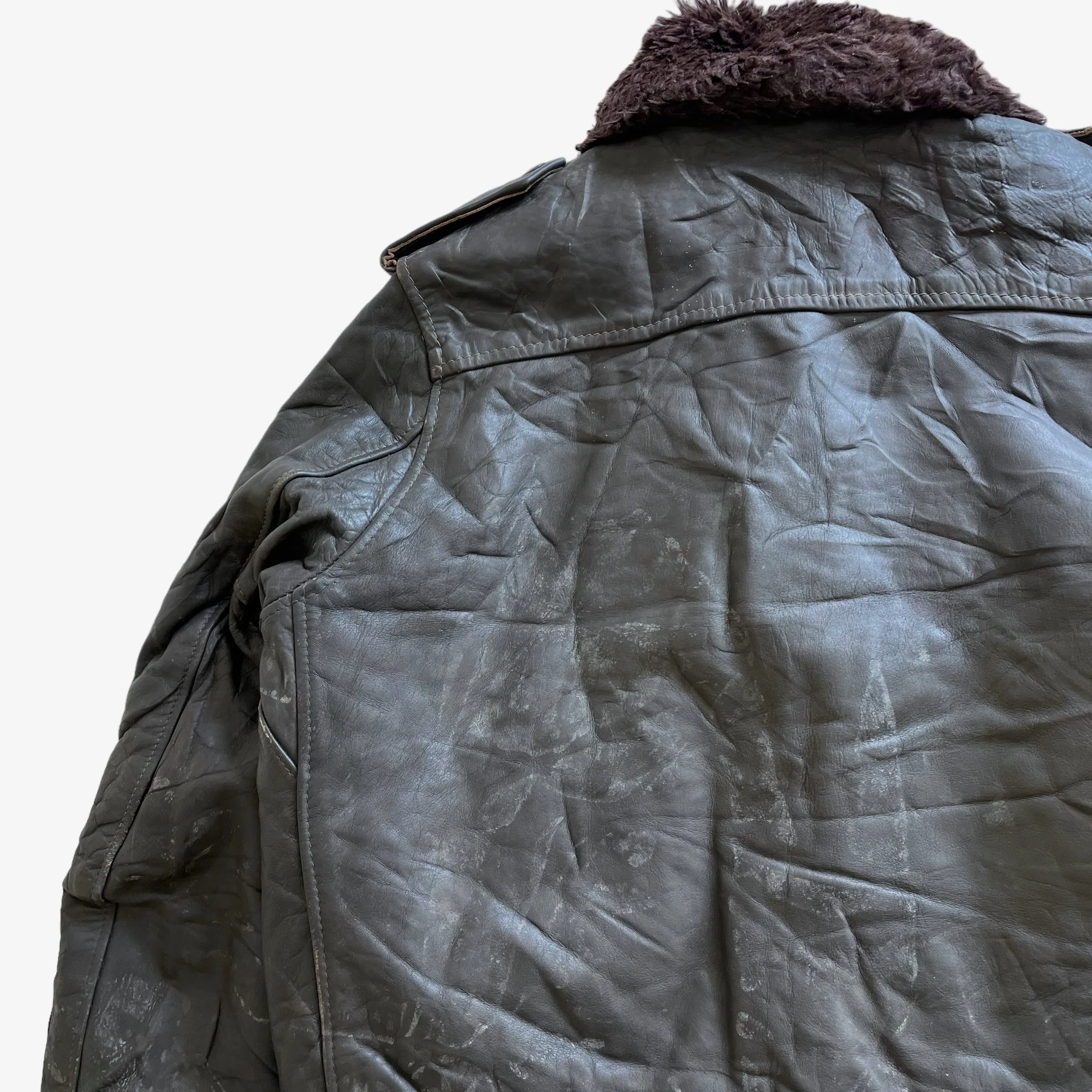 Schott Leather Pilot Jacket With Fur Collar