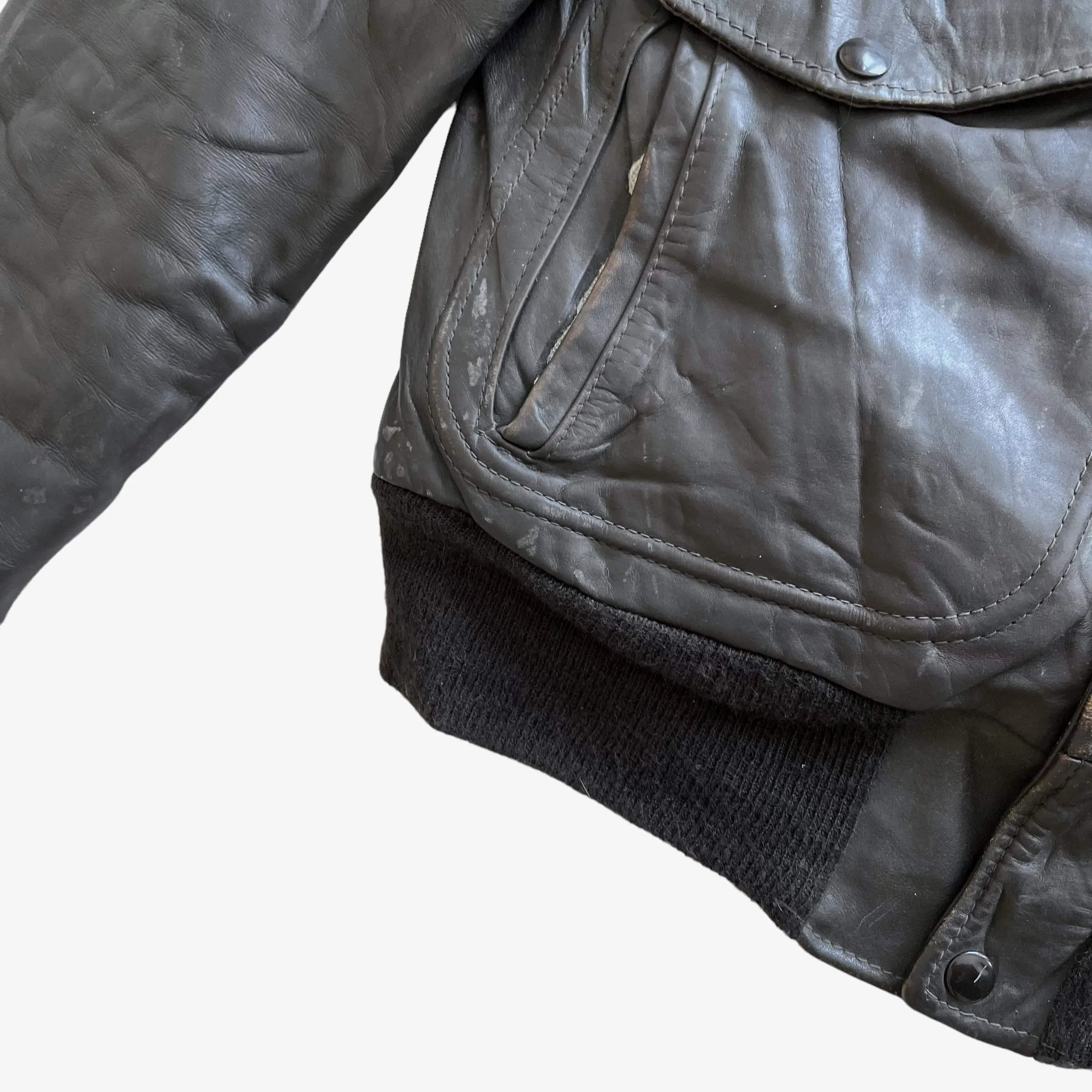 Schott Leather Pilot Jacket With Fur Collar
