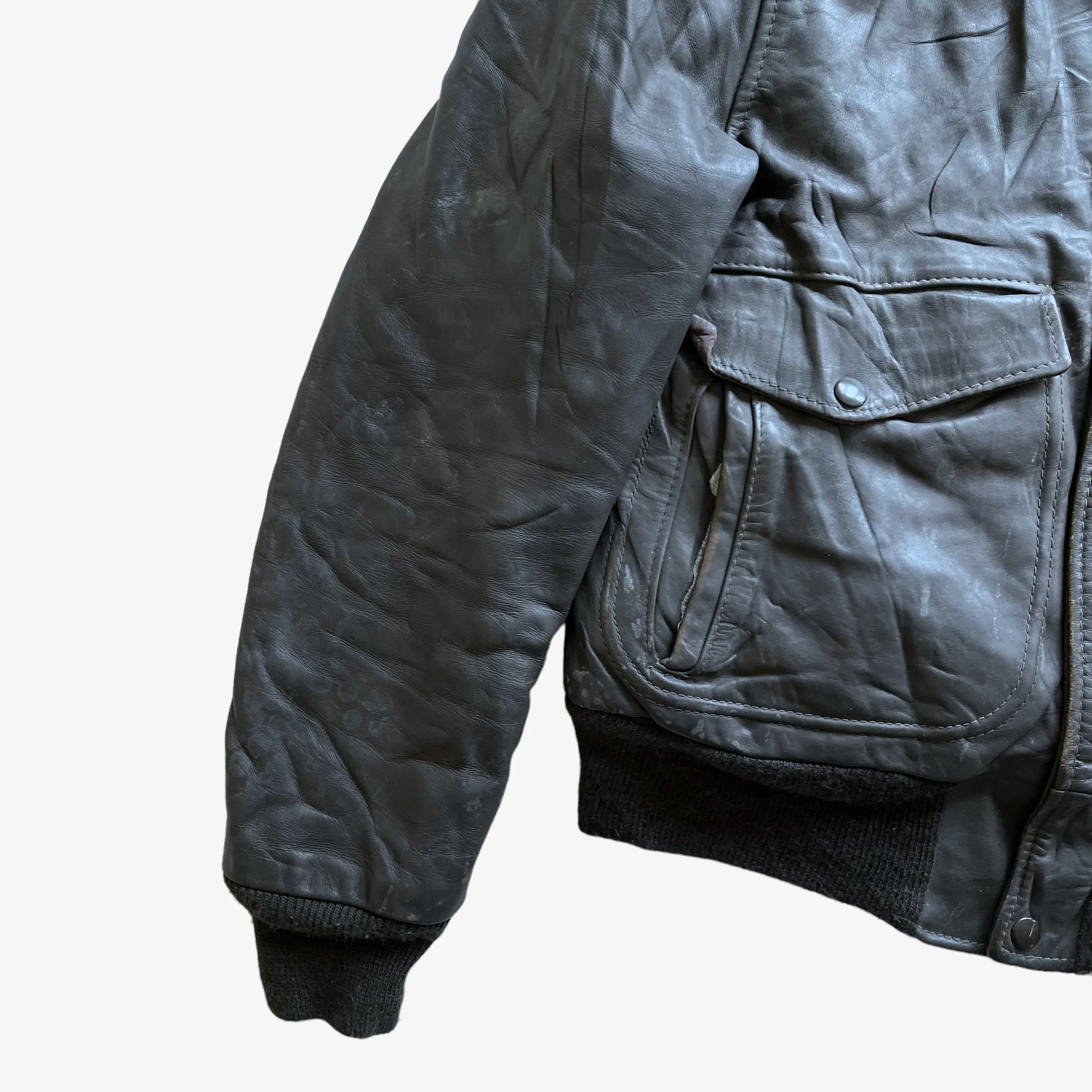 Schott Leather Pilot Jacket With Fur Collar