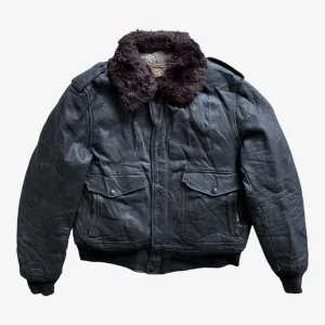 Schott Leather Pilot Jacket With Fur Collar