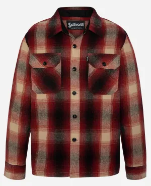 SCHOTT OVERSHIRT SHCARL DARK RED CHECKS