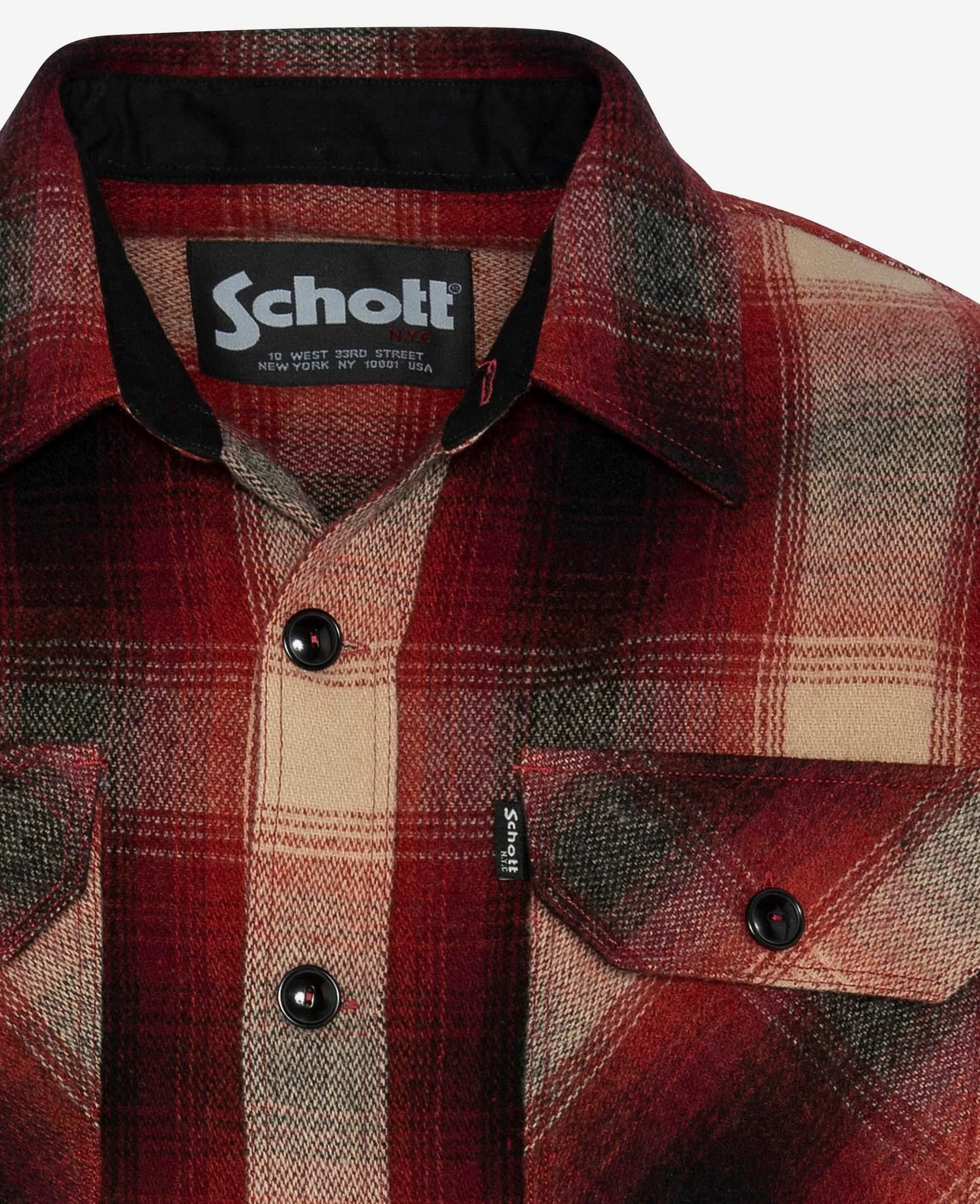 SCHOTT OVERSHIRT SHCARL DARK RED CHECKS