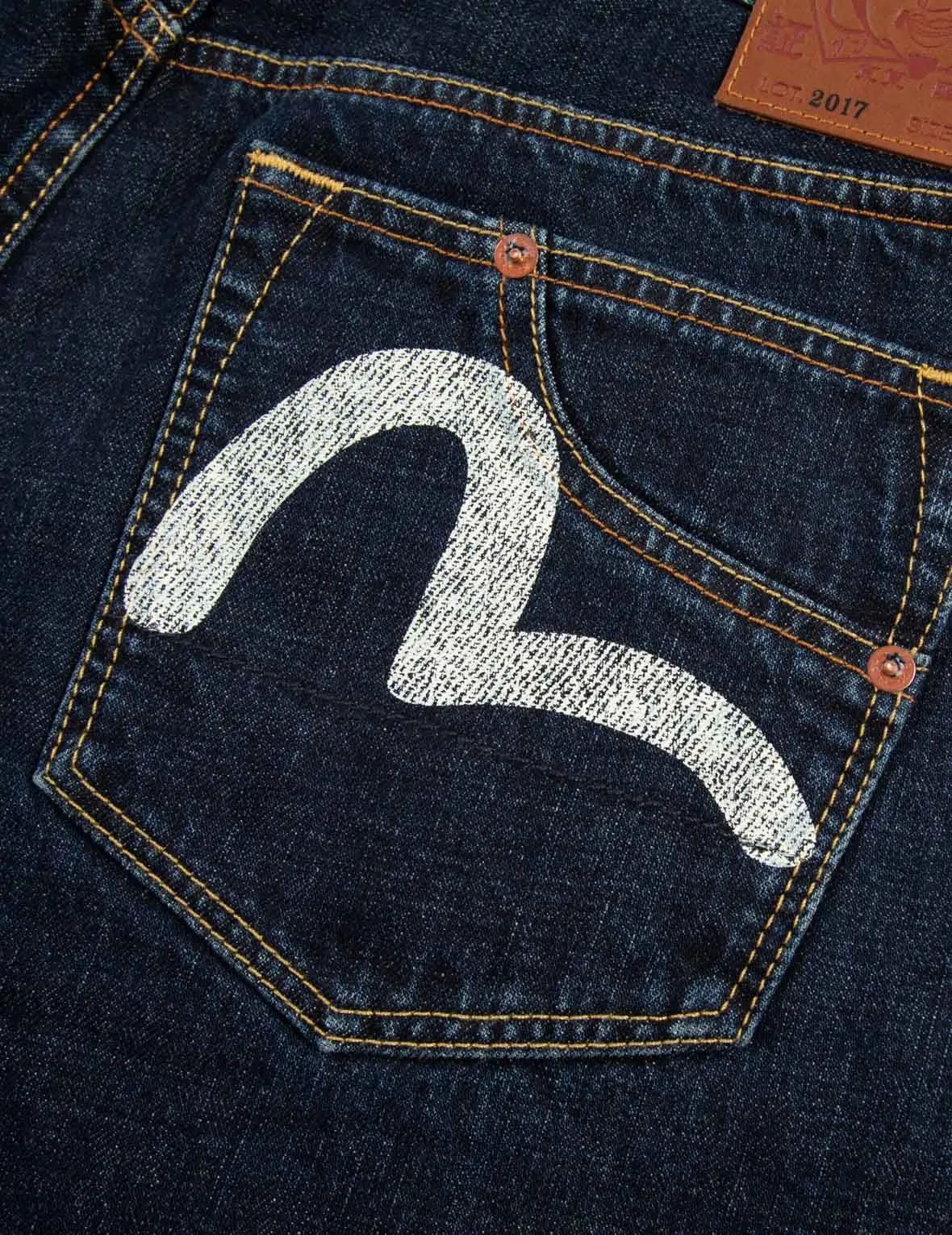 Seagull Print Carrot Fit Deconstructed Selvedge Denim Jeans #2017