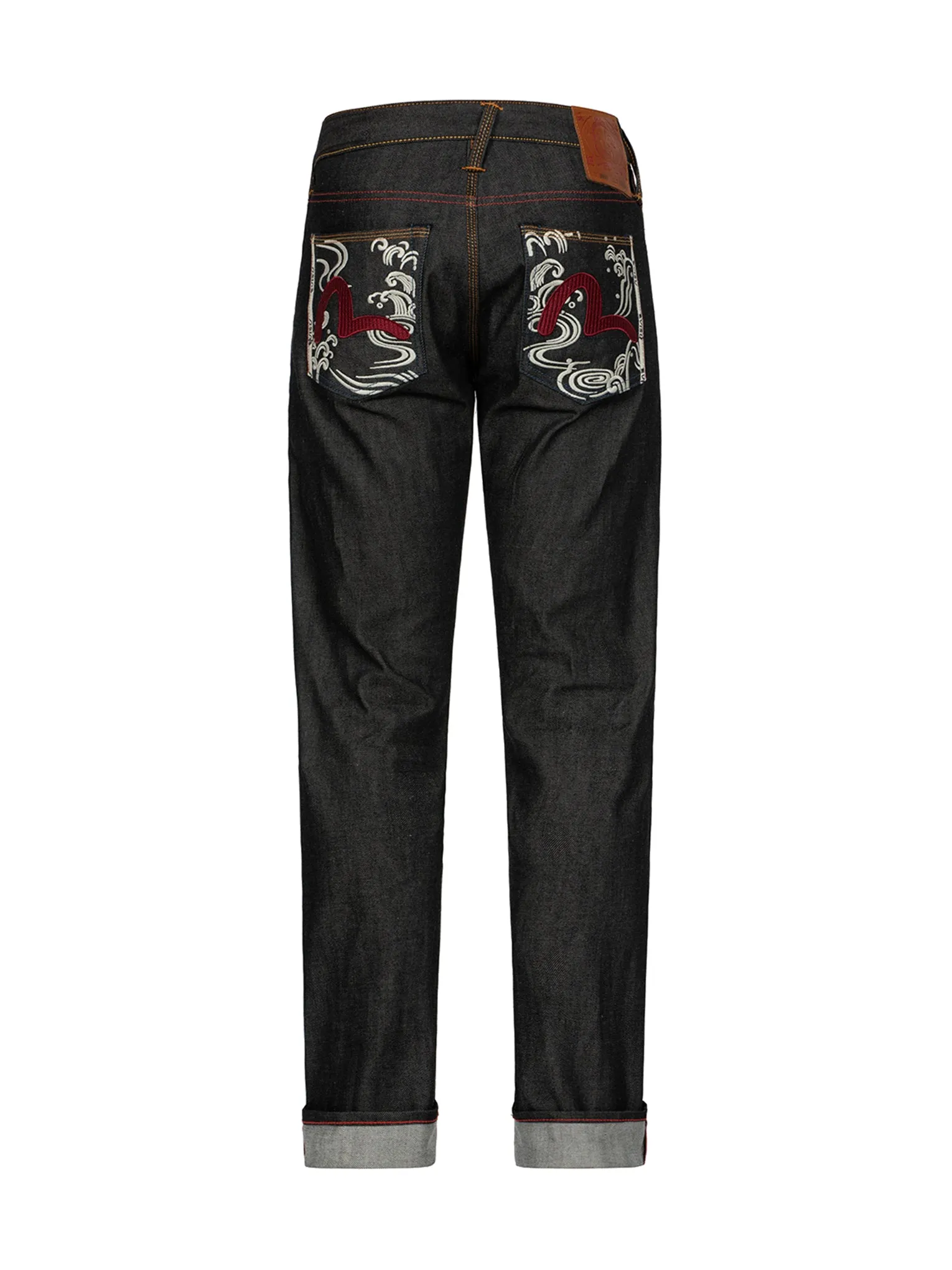 Seagull Textured Embroidery Slim Fit Jeans #2010