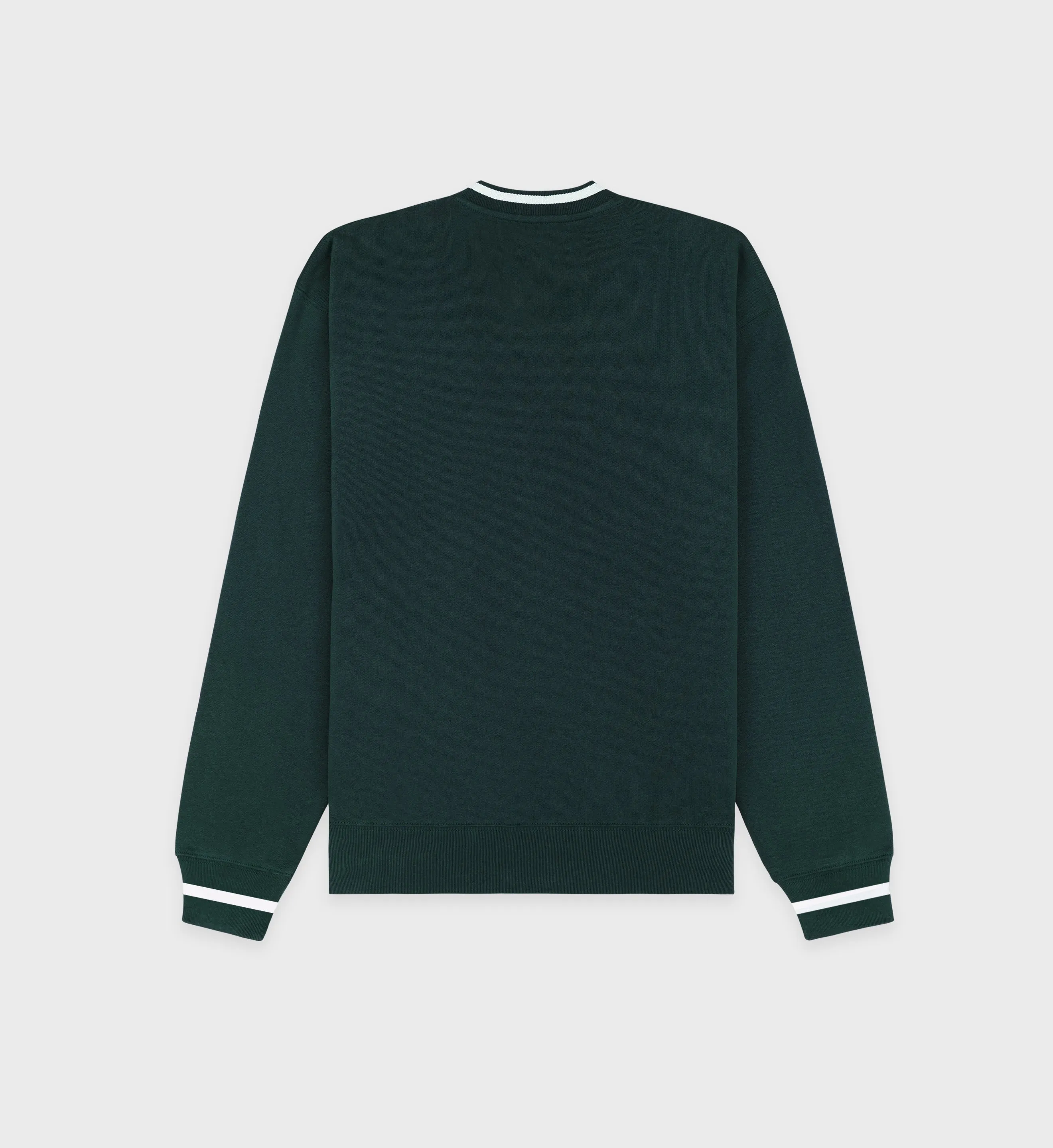 Serif Logo Embroidered V-Neck - Forest/White