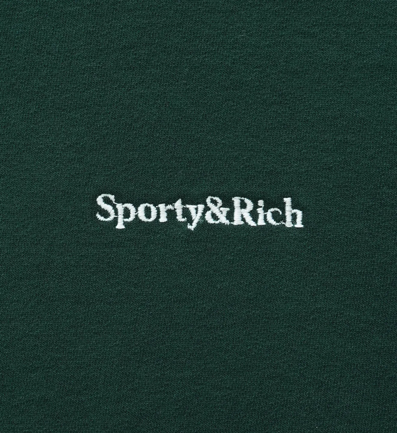 Serif Logo Embroidered V-Neck - Forest/White