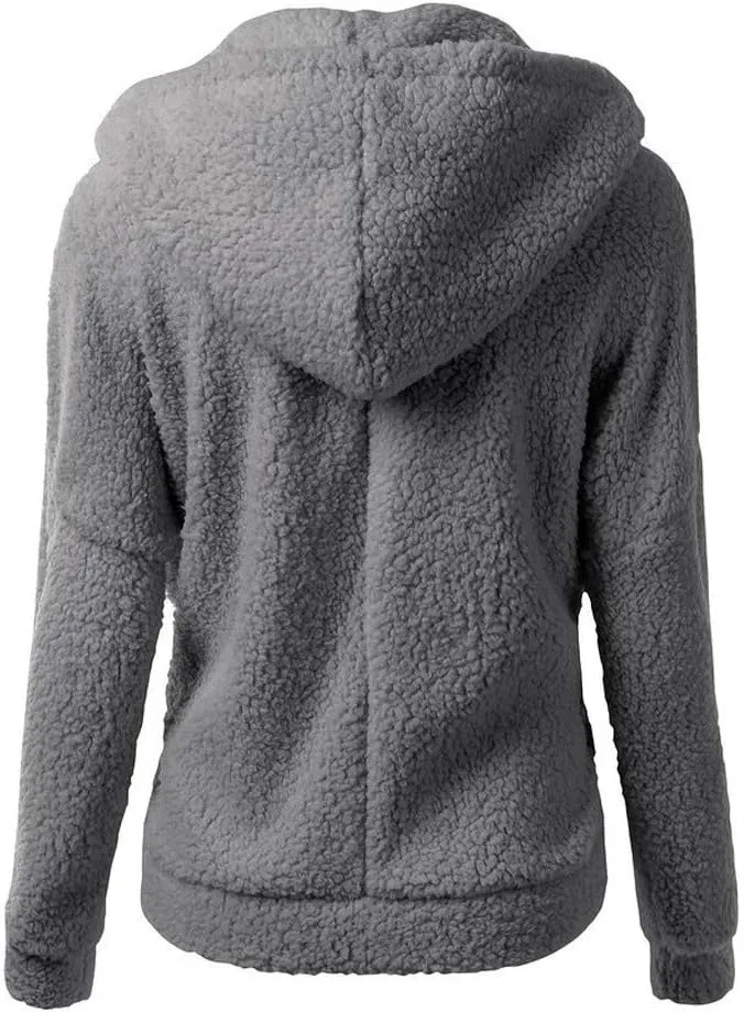 Sherpa Jacket Women 2024 Plus Size Fuzzy Fleece Fall Winter Coats Comfy Warm Zip Up Hoodies Cute Outwear with Pockets