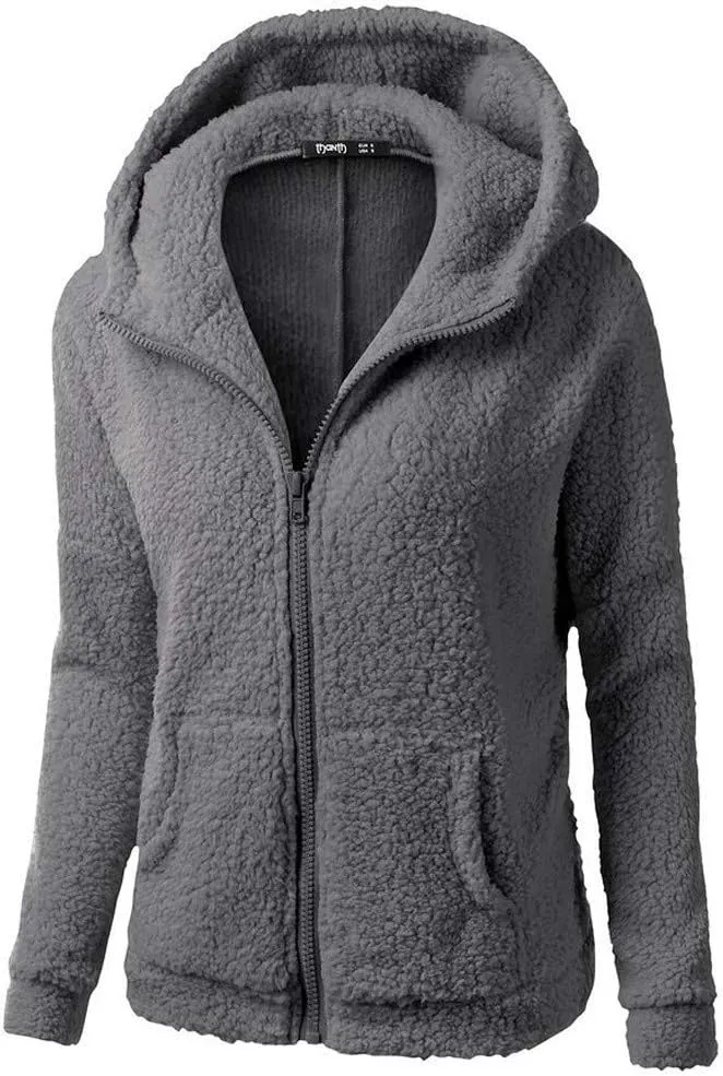 Sherpa Jacket Women 2024 Plus Size Fuzzy Fleece Fall Winter Coats Comfy Warm Zip Up Hoodies Cute Outwear with Pockets